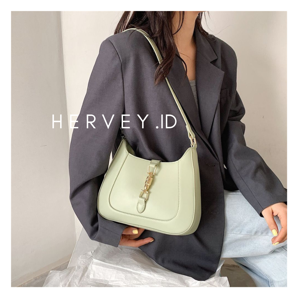 (LAST CALL) Hervey Jackie 1961 guc*i shoulder Bag - Vegan leather Premium koleksi tas korea wanita e