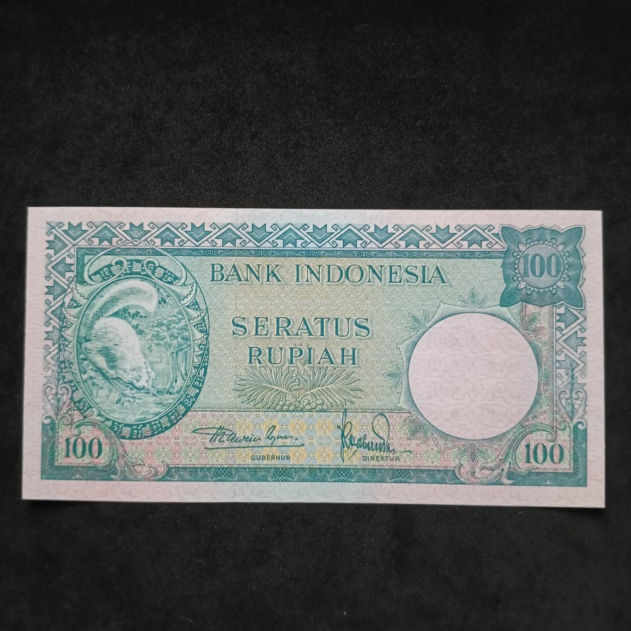 Uang Kuno 100 Rupiah Tupai Seri Hewan 1957 UNC Langka