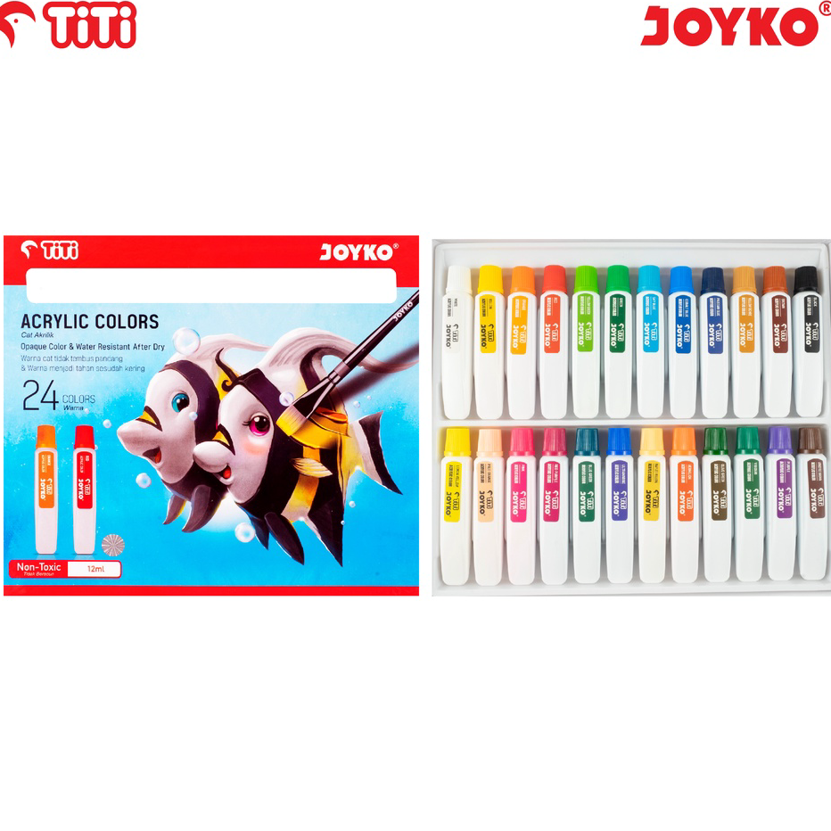 

Ready Stok JOYKO TITI 24 ACRYLIC COLORS / CAT AKRILIK JOYKO 24 WARNA LUKIS ACC-12ML-24