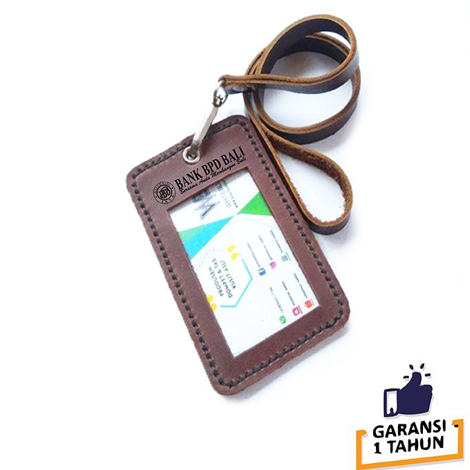 

FLASH SALE⚡ Name Tag Id Kulit Asli Logo Bank BPD Bali Warna Coklat - GARANSI