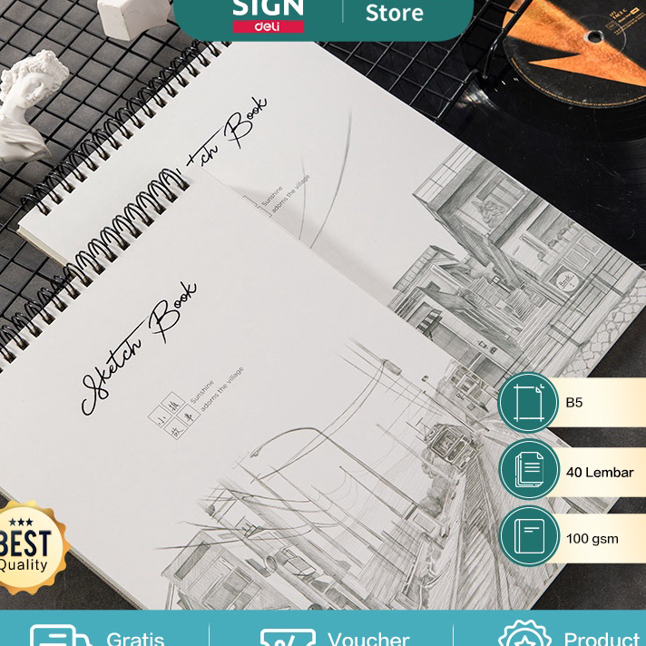 

Sale Deli Sketch Book / Buku Gambar Jilid Spiral Vertikal B5 40 Lembar 100 gsm 73628 ➵➭✬