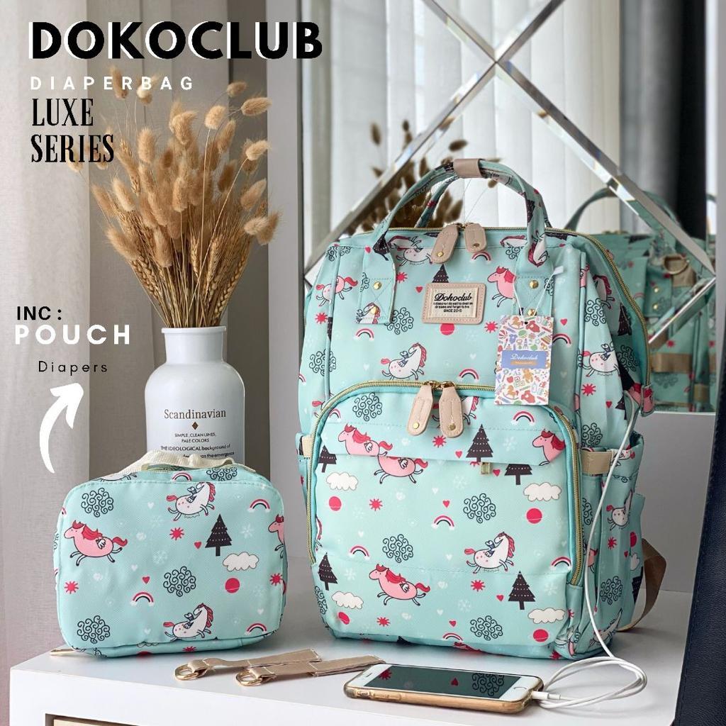 [COD] Diaper Bag Tas Bayi Dokoclub FREE POUCH TOSCA UNICORN KEBONSARI