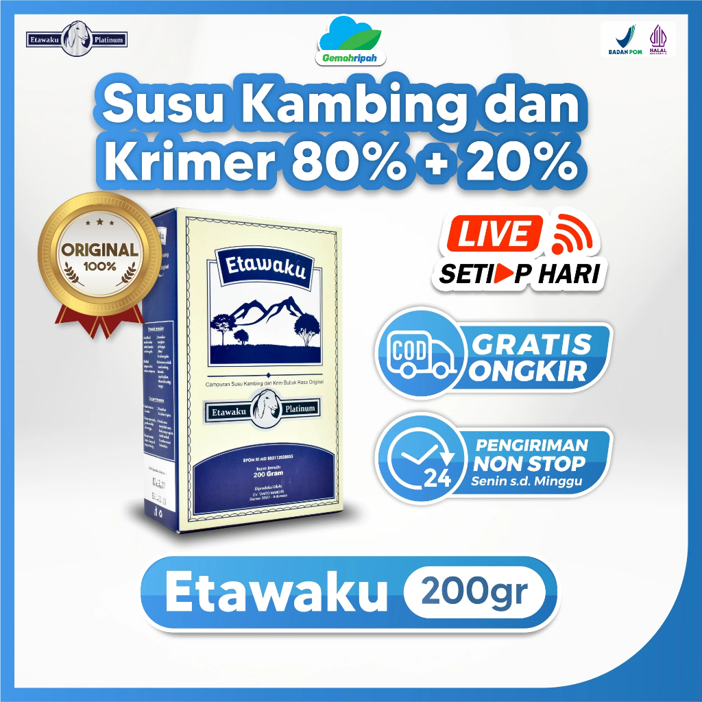 

Susu Etawaku Platinum - 100% Bebas Pengawet Efektif Atasi Masalah Penafasan Sesak Nafas Nyeri Sendi & Tulang Jaga Kesehatan Jantung Original 200gr