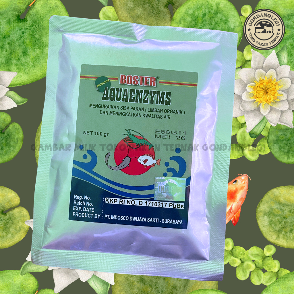 Probiotik Boster AQUAENZYM 100gr Bakteri Enzim utk Bioflok Ikan Udang dll