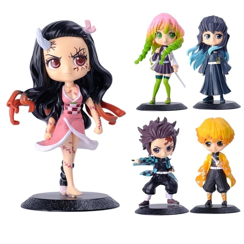 Qposket Demon Slayer Chibi Figure Kimetsu No Yaiba Kamado Tanjiro Nezuko Agatsuma Zenitsu