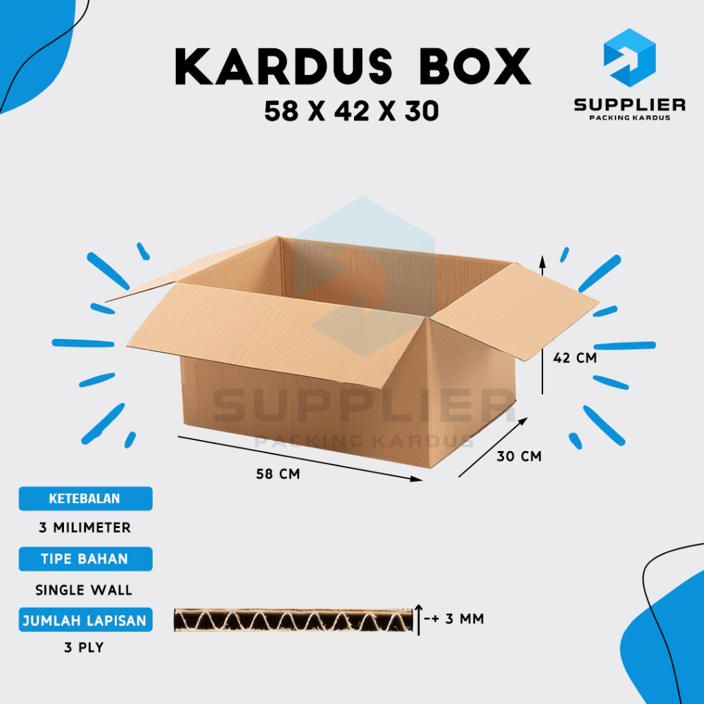 

Kardus Karton Box Pindahan, SINGLEWALL 58x42x30, Box Polos