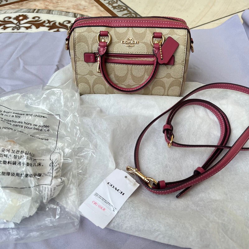 preloved coach mini rowan light khaki rouge