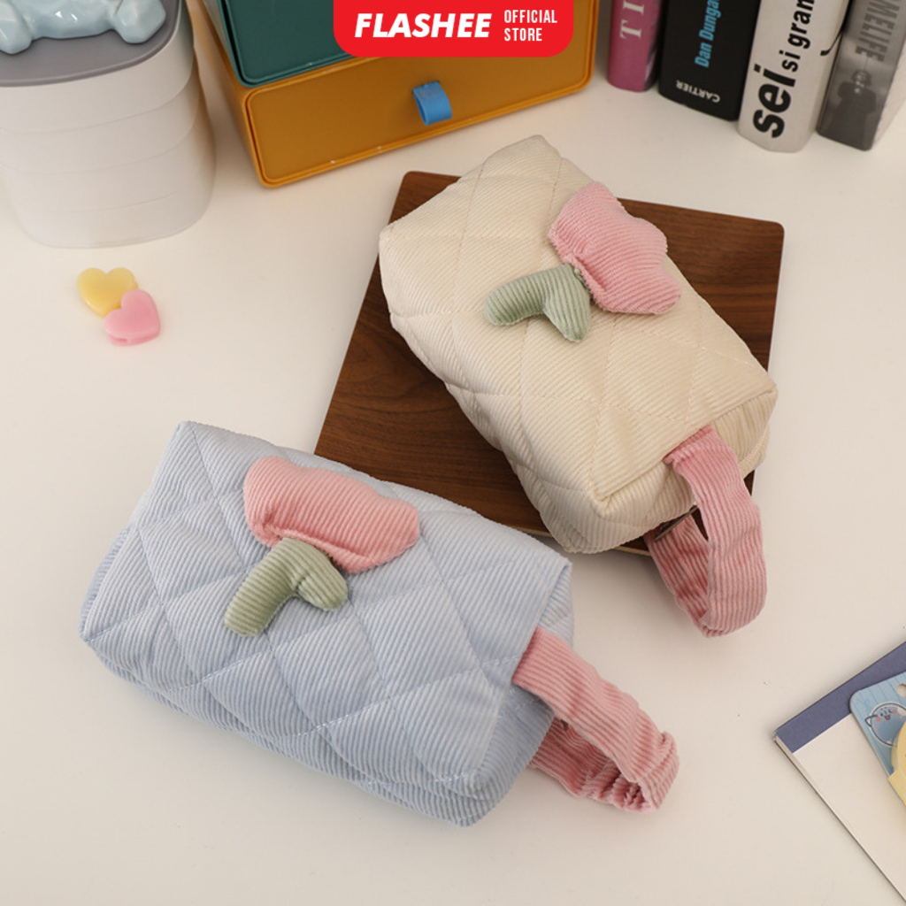 

Flashee Tempat Pensil Lucu Tulip Handle Tas Make Up Dompet Aesthetic Korean Style