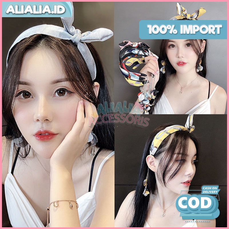 Bando Korea Wanita Dewasa Aksen Pita Rumbai Hiasan Bandana Fashion Aksesoris Kekinian
