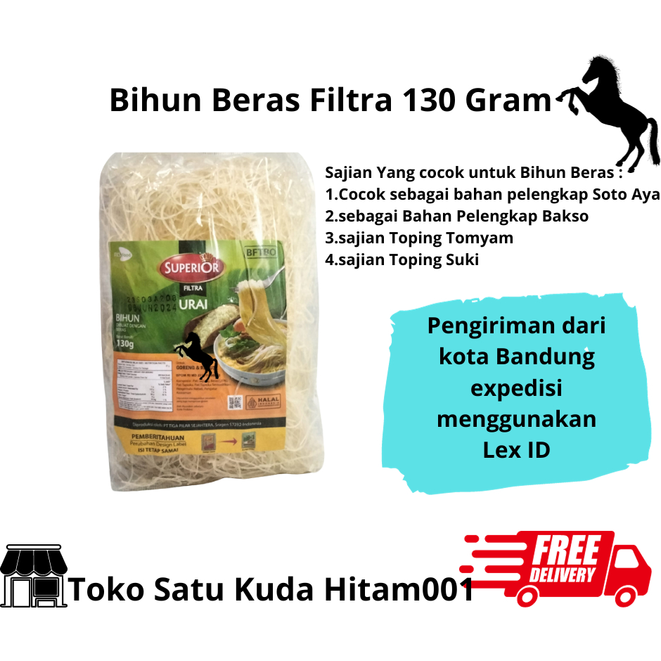 

Bihun Curah Beras Superior Filtra 130 Gram Pelengkap untuk suki, tomyam, soto ayam, bakso