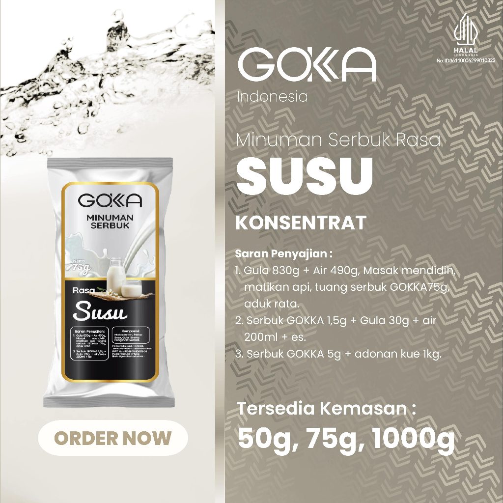 

Powder Drink Gokka / Minuman Bubuk Gokka Rasa Susu Kemasan 50gr