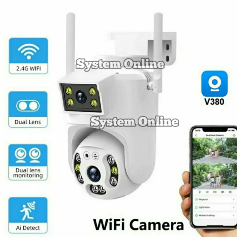 IP Camera V380Pro Dual Camera CCTV PTZ Speed Dome Waterproof Outdoor