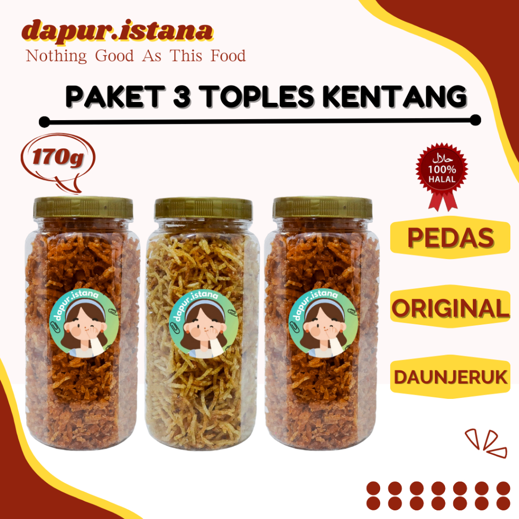 

PAKET 3 TOPLES KENTANG MUSTOFA PEDAS MANIS ORIGINAL DAUN JERUK