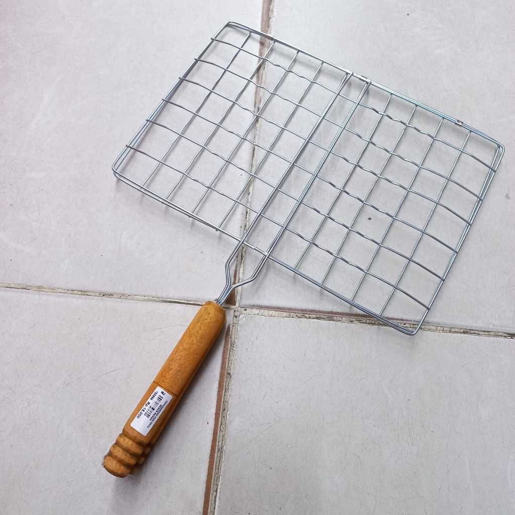 Panggangan Ikan Kayu Besar RS/AAN | Jepitan bakar ikan ayam bakar panggangan kawat