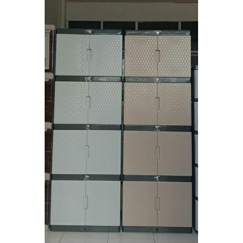 Lemari Pakaian Plastik Mini Renata Susun 3/4/5 Kunci Rotan Anyaman Full Kunci