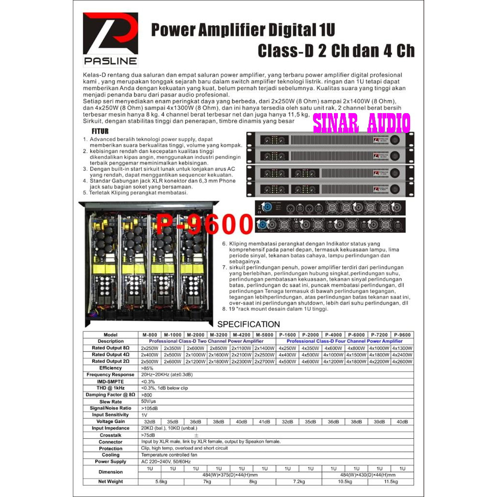 POWER AMPLI PASLINE P-9600 POWER PASLINE P9600