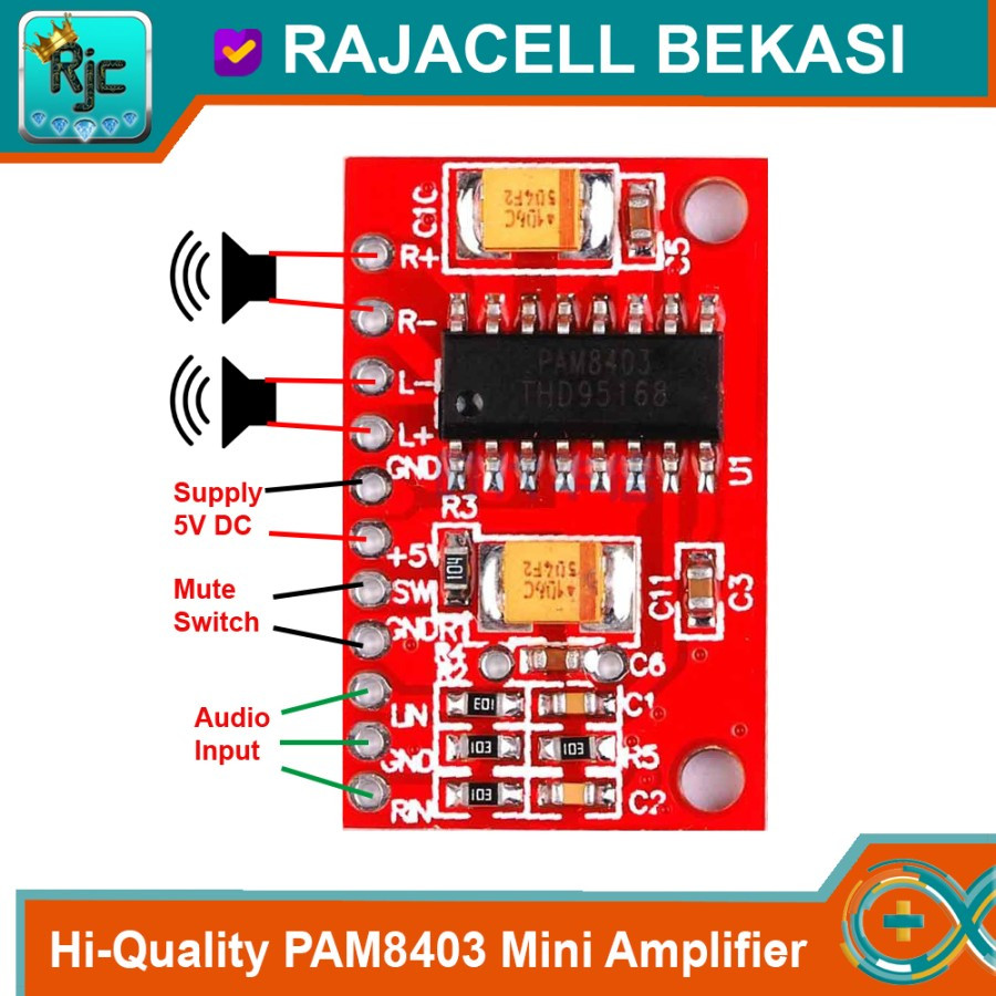 PAM8403 2x3W Digital Power Amplifier Module PCB Merah