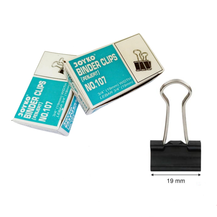 

1 Kotak (12pcs) Binder Clip 107 Joyko Penjepit Kertas
