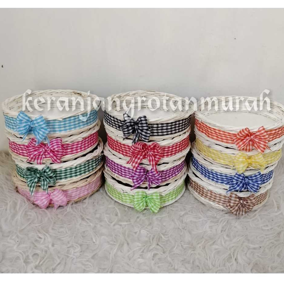 Keranjang Rotan Bulat Pita/Keranjang Rotan Mangkok/Keranjang Serbaguna/Keranjang Rotan
