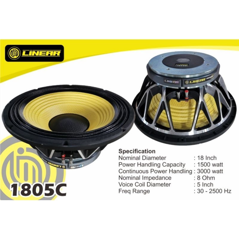 Speaker 18 inch LINEAR 1805C Voice coil 5 inch