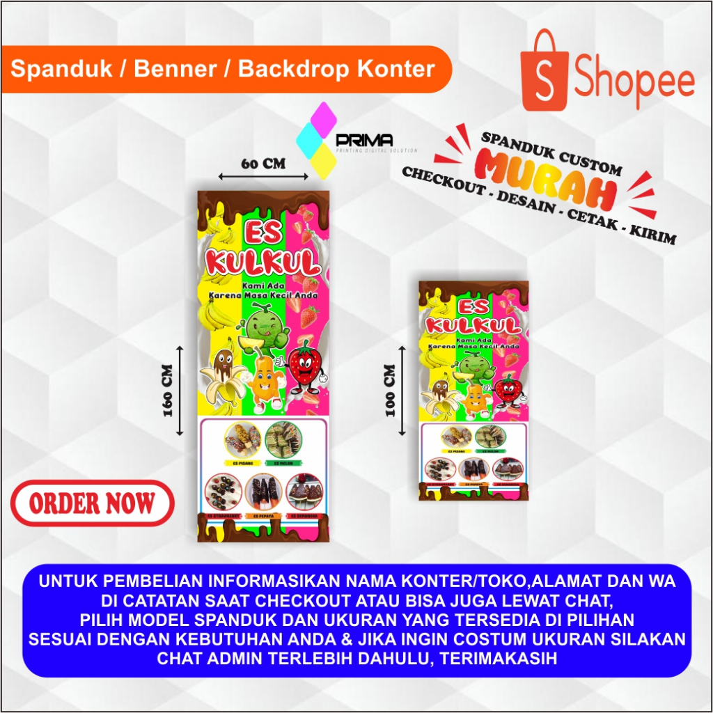 Spanduk Banner ES KUL KUL, Spanduk ES KULKUL COSTUM