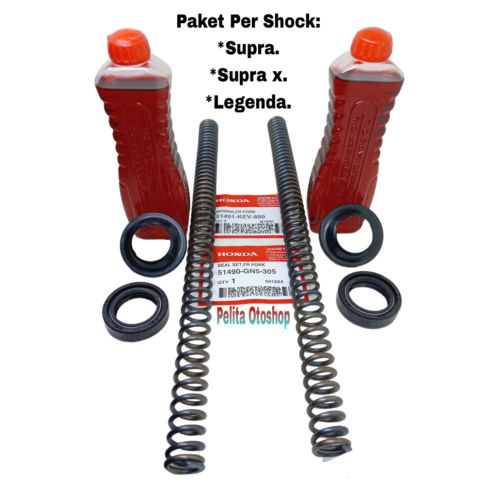 PAKET 4 ITEM OLI SHOCK + PER SHOCK + SEAL SHOCK DEPAN SUPRA / SUPRA X / LEGENDA.