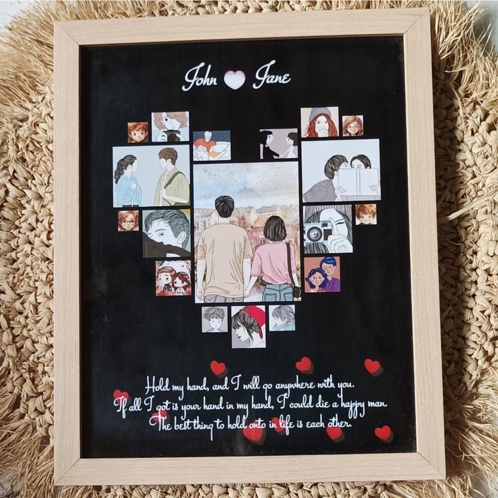 Kado Desain Custom Foto Kolase Frame 10R Pernikahan/Wisuda/Ulang Tahun/Anniversary/Wedding/Graduatio