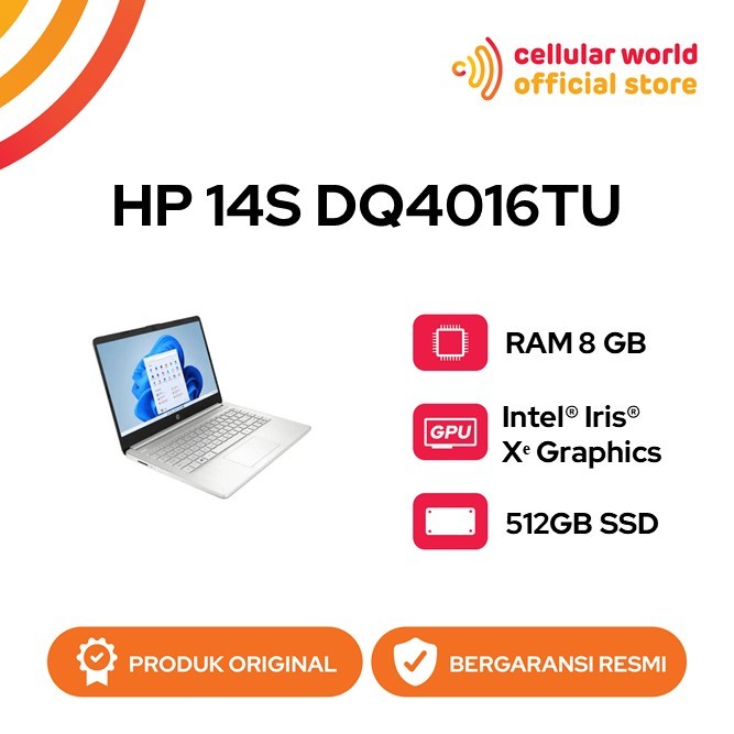 HP 14s-dq4016TU /Core i5-1155G7/8GB/512GB SSD Garansi Resmi