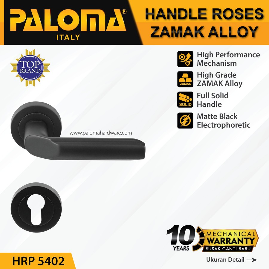 HRP 5402 PALOMA MATTE BLACK HANDLE ROSES HITAM HANDLE PINTU GAGANG PINTU