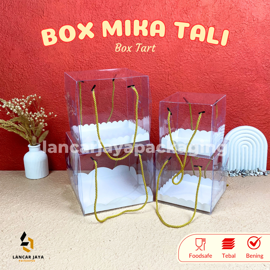 Box Mika Tali Transparan Dos Kue Tart Bento Cake Chiffon Pudding Bolu Mini Cupcake 12x12x12 14x14x14