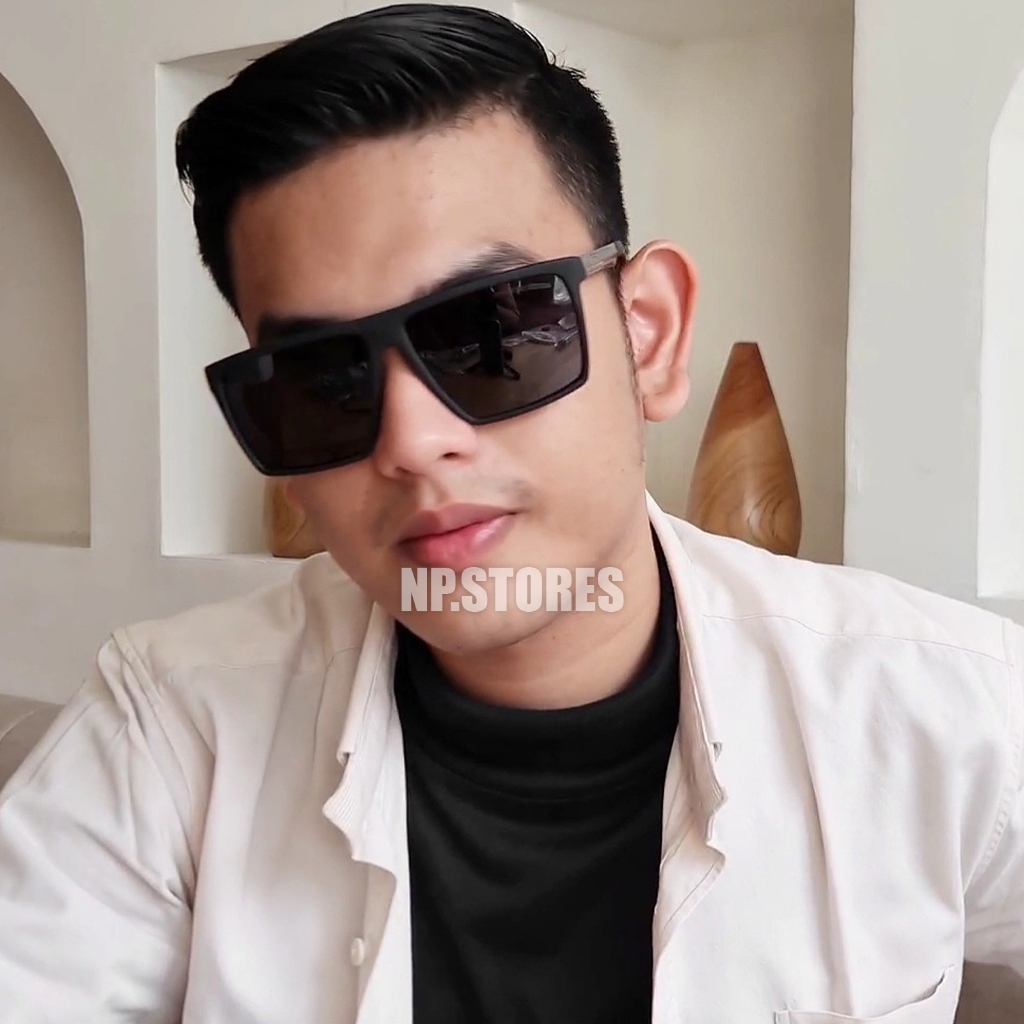 Kacamata Hitam Polarized Pria Wanita Desain Keren Maskulin Gagang Metal Silver Keren Ganteng Macho N