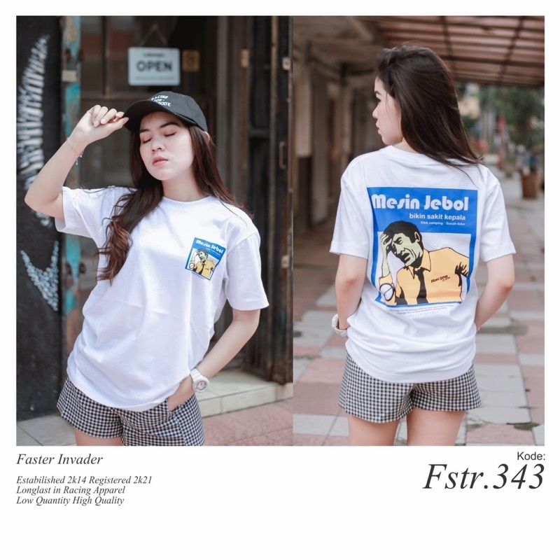 kaos mesin jebol faster invader putih