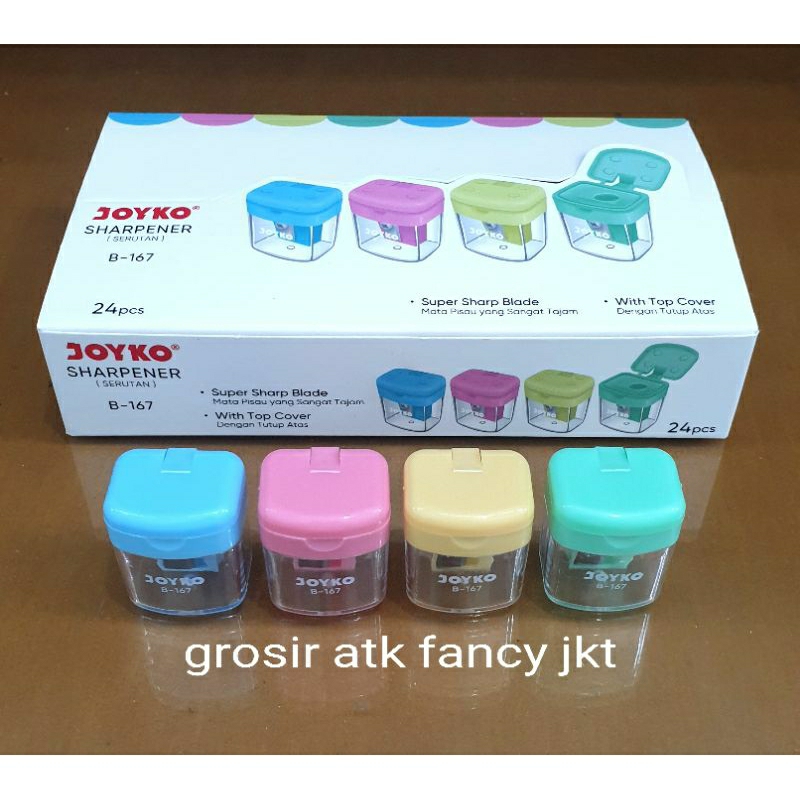 

( 24 buah ) B 167 Rautan Serutan Kerikan Sharpener Pensil Joyko B-167 warna B167 Pastel Color