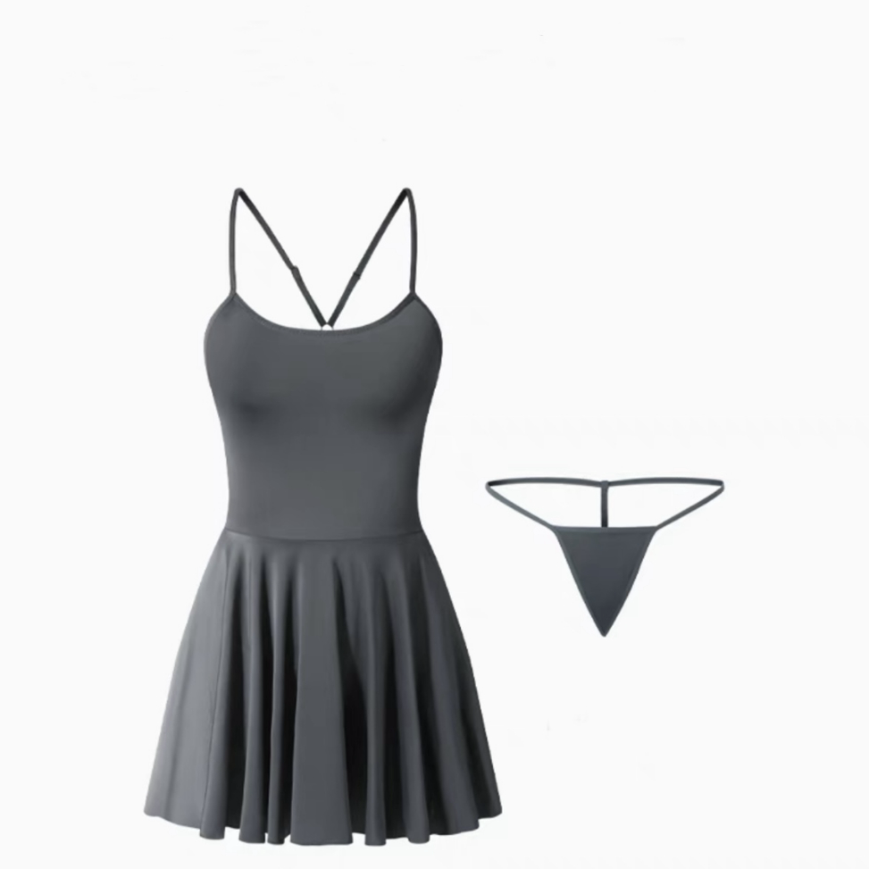 Promo baruJj8J3 Lingerie Sexy Suspender Tipe-A rayuan ketat backless Dress Set G String A558