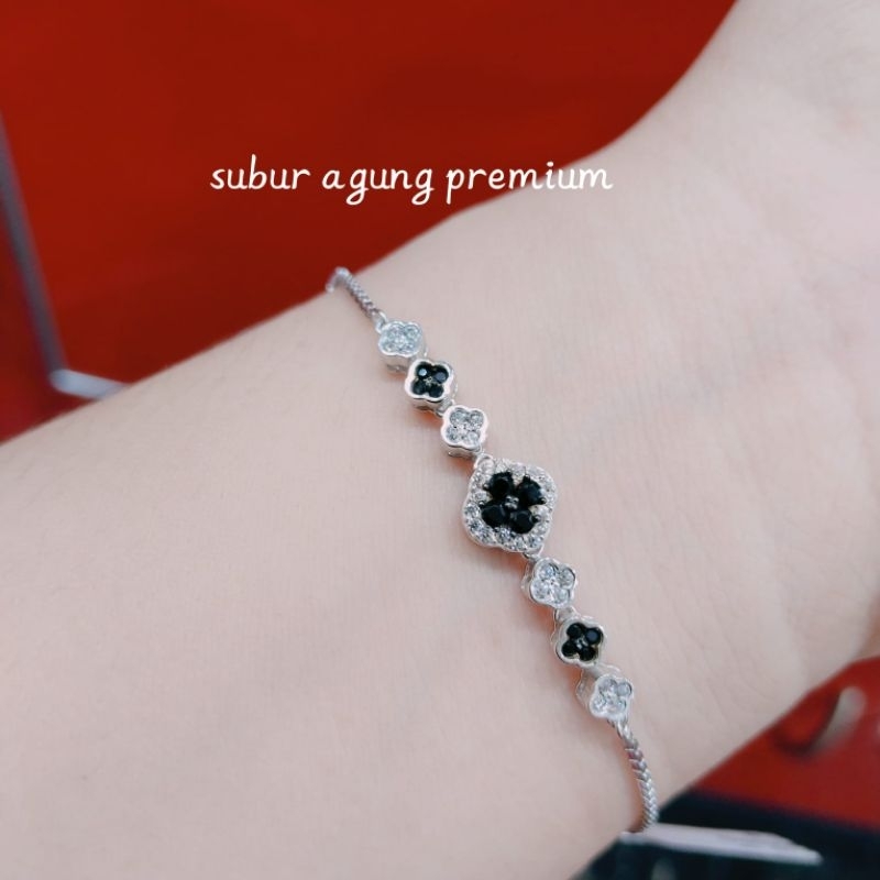 gelang serut mas putih permata rantai itali padat kadar 8k