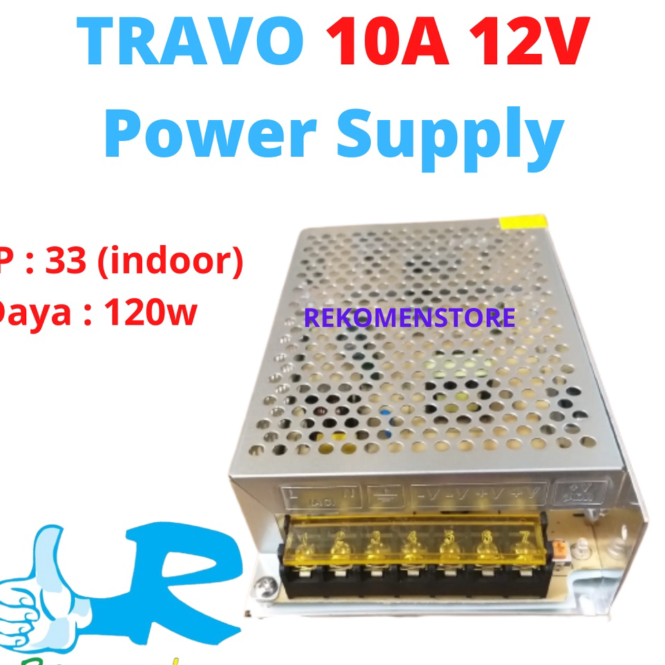 Ready TRAFO 10A 12V TRAVO 10A POWER SUPPLY 10 AMPER 120w 120WATT 12V LED STRIP CCTV