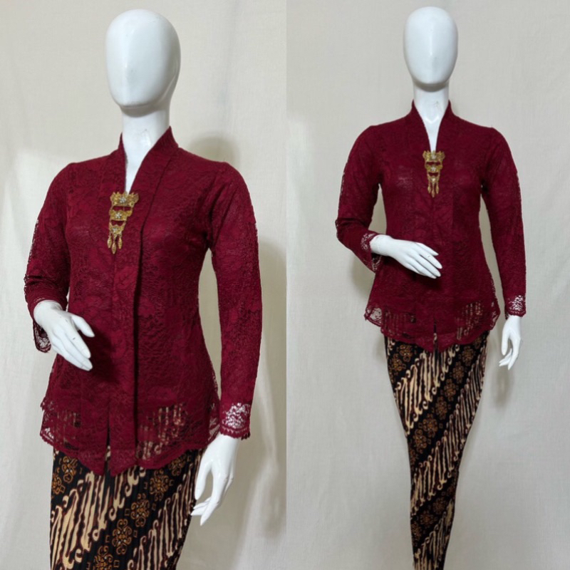 Kebaya Kartini Remaja Wisuda / Kebaya Brokat Tunik Modern / Atasan Brokat Kartini