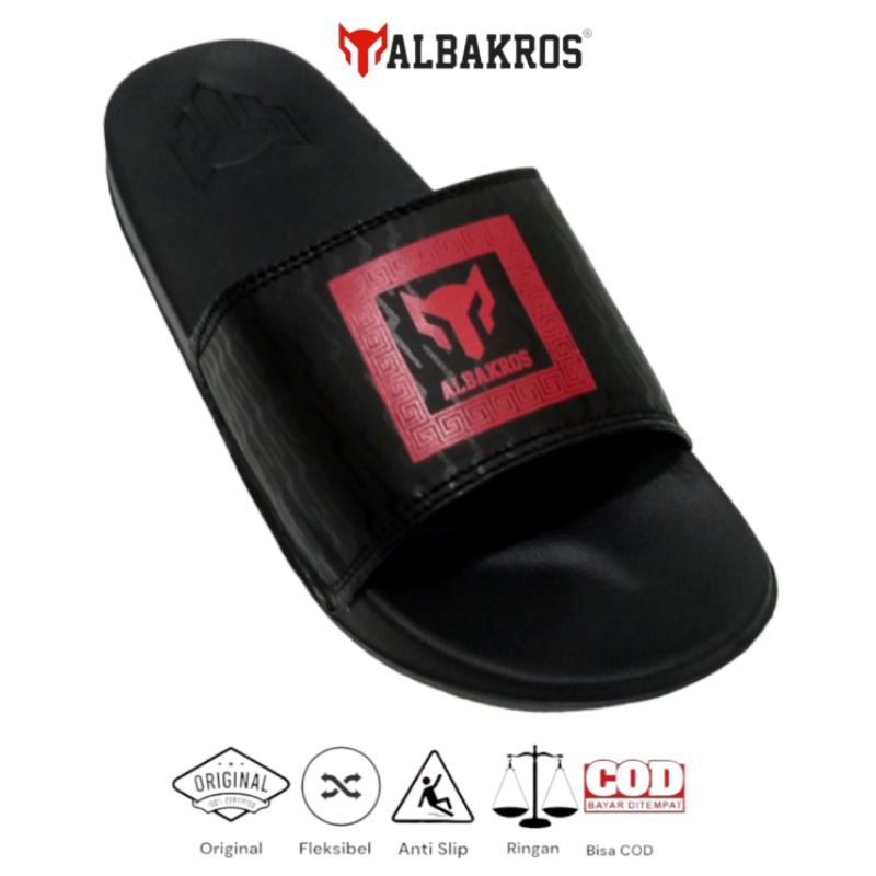 Albakros - Sandal Slipper Pria Vintage Logo Merah