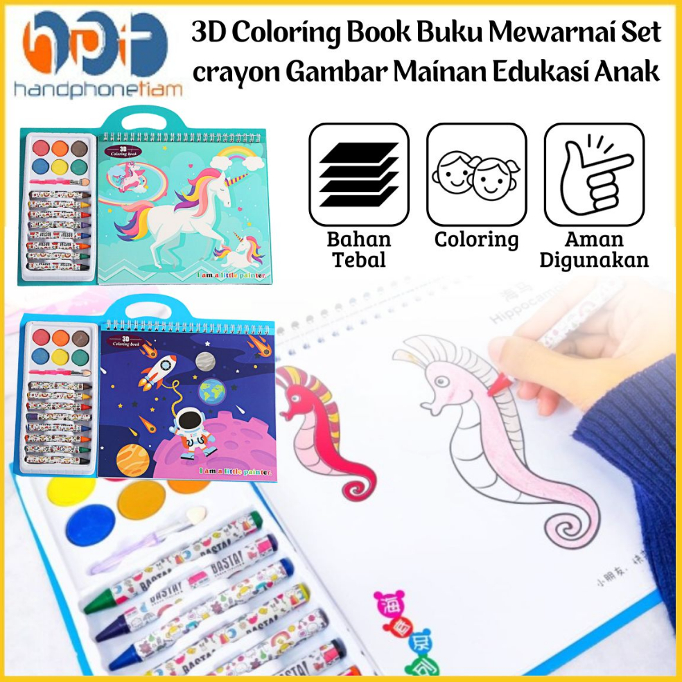 

⚡BEST SELLER⚡ 3D Coloring Book Perlengkapan Buku Mewarnai Set crayon Gambar Mainan Edukasi Melatih Kemampuan Motorik Anak Art Stationary Drawing