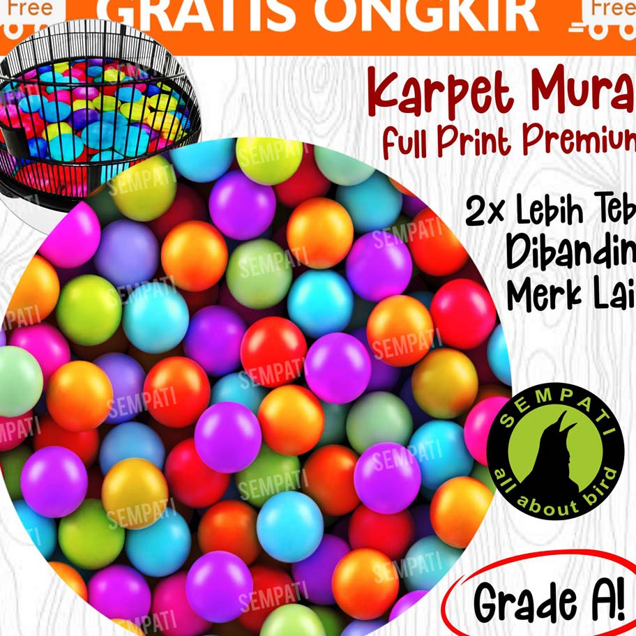 DJPF2035 STOK SIAP 【COD KARPET SANGKAR MURAI KACER C IJO NO 2 3D 3 DIMENSI MOTIF BOLA ALAS DASAR KAN