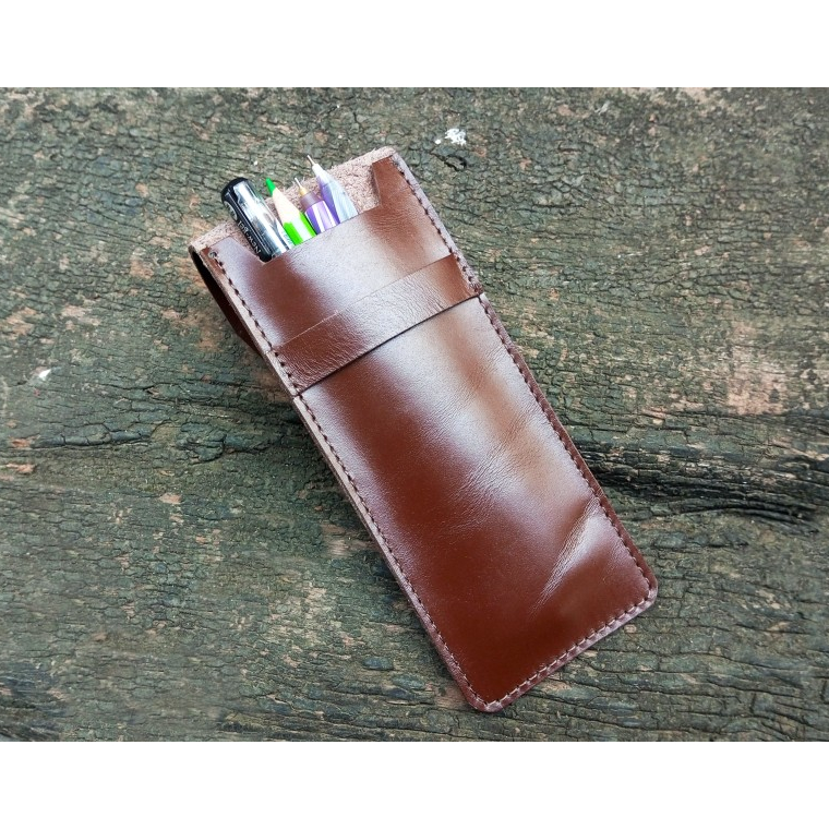 

FLASH SALE⚡ Tempat Pensil Kulit Asli Warna Coklat - Pencil Case leather