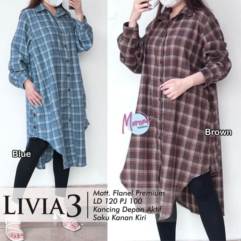 LIVIA TUNIK TARTAN KOTAK KAIN FLANEL 0411