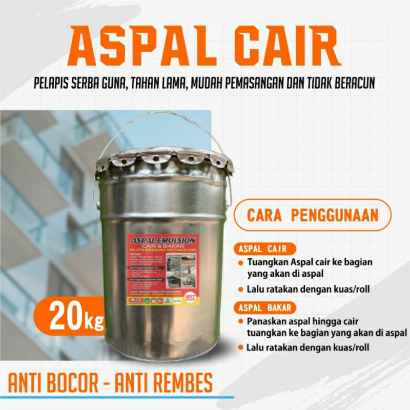 ASPAL CAIR 20 KG asphalt emulsion / Aspal untuk Jalan/ aspal waterproofing/ pelapis anti Rembes anti