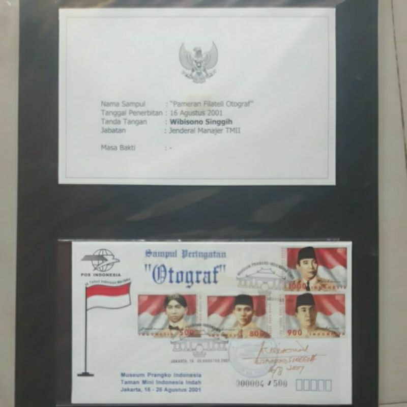 

Perangko prangko SHP Pameran Filateli Otograf tanda tangan Jendral Manager TMII