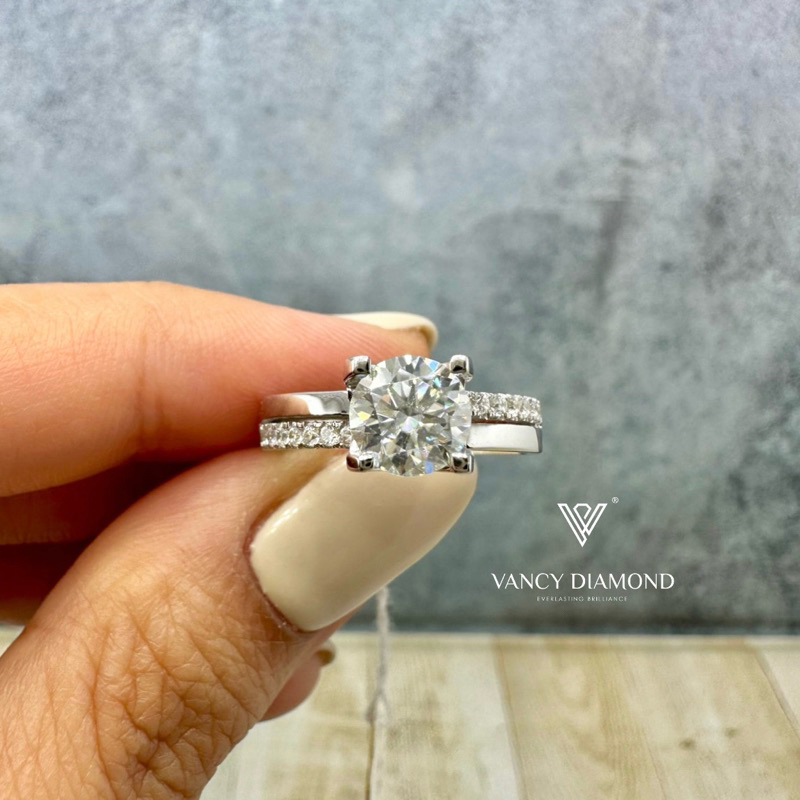 CINCIN EMAS 18K (WHITE GOLD) BERLIAN MOISSANITE 1.00 CARAT
