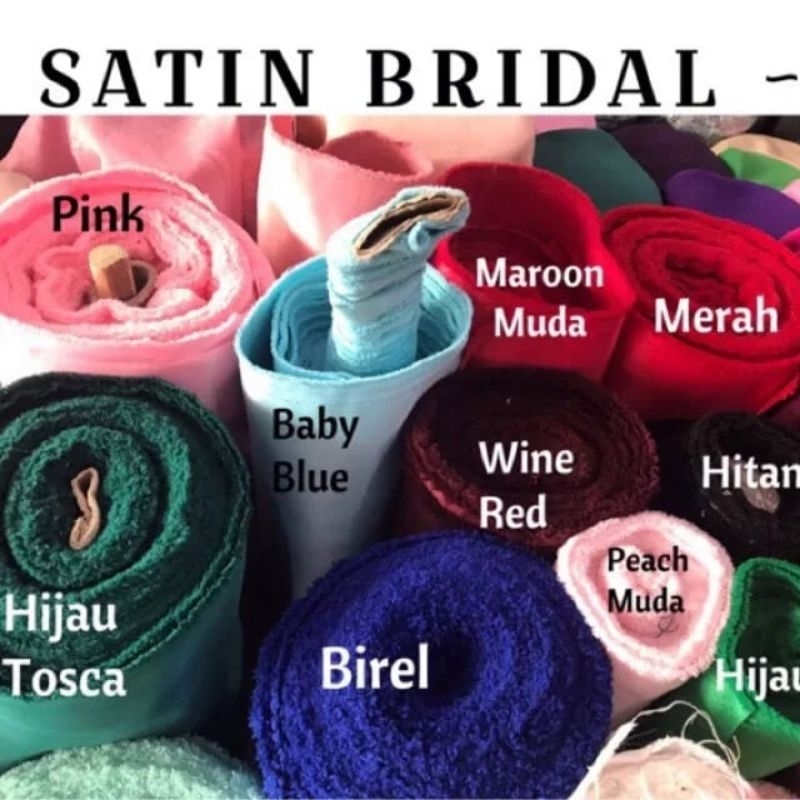 Kain Satin Bridal - Kain Satin Bridal Premium / Kain Saten Bridal Bahan Gaun Dress, Satin Bridal. Ka