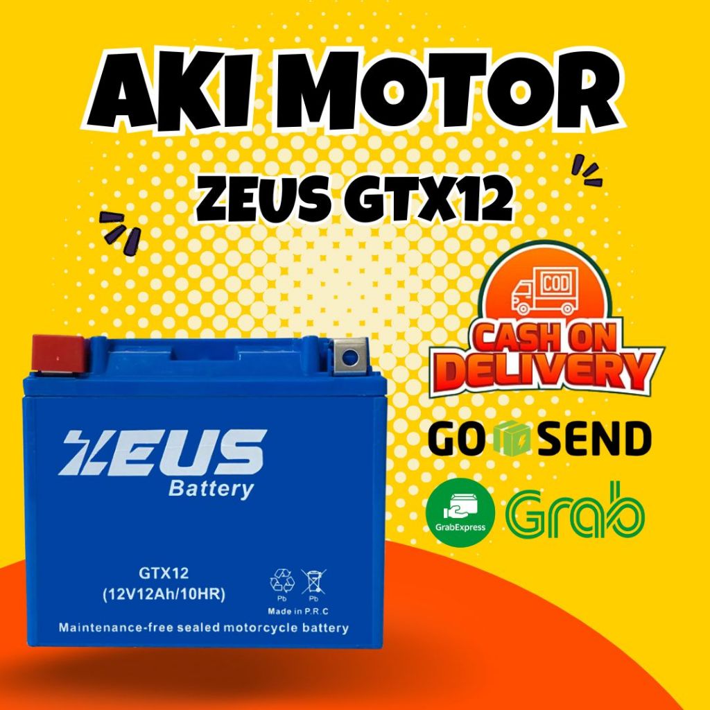 Aki Motor Piaggio LX 4T , MP3 , X9 GTX12 Aki Gel Aki Kering Zeus High