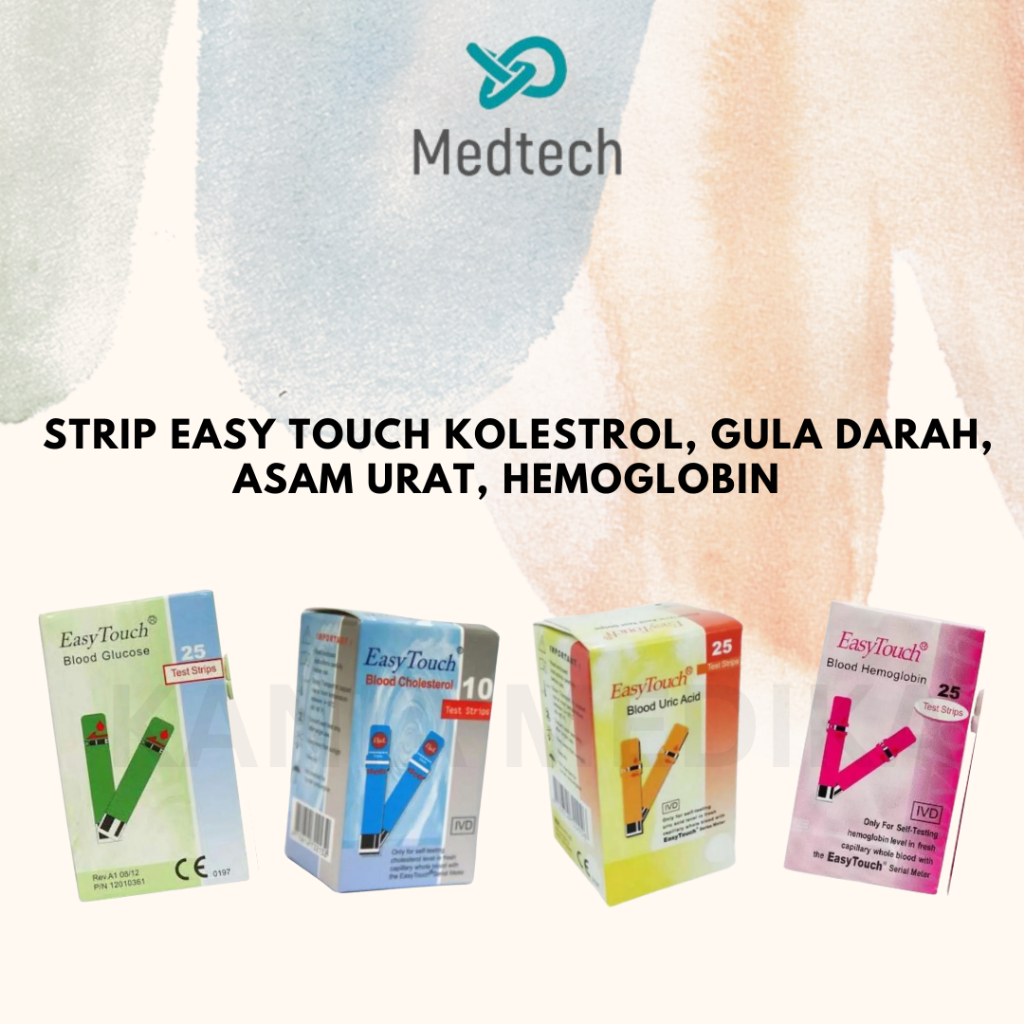 Easy Touch Strip Gula Darah, Kolesterol, Asam Urat, Hemoglobin Alat Ukur Darah