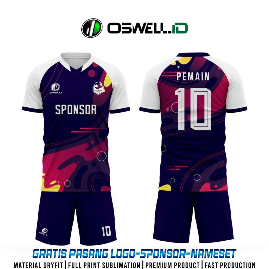 BAJU JERSEY FUTSAL DAN SEPAK BOLA FREE CUSTOM FULL PRINTING PREMIUM  [KODE OSWELL FO OS54]