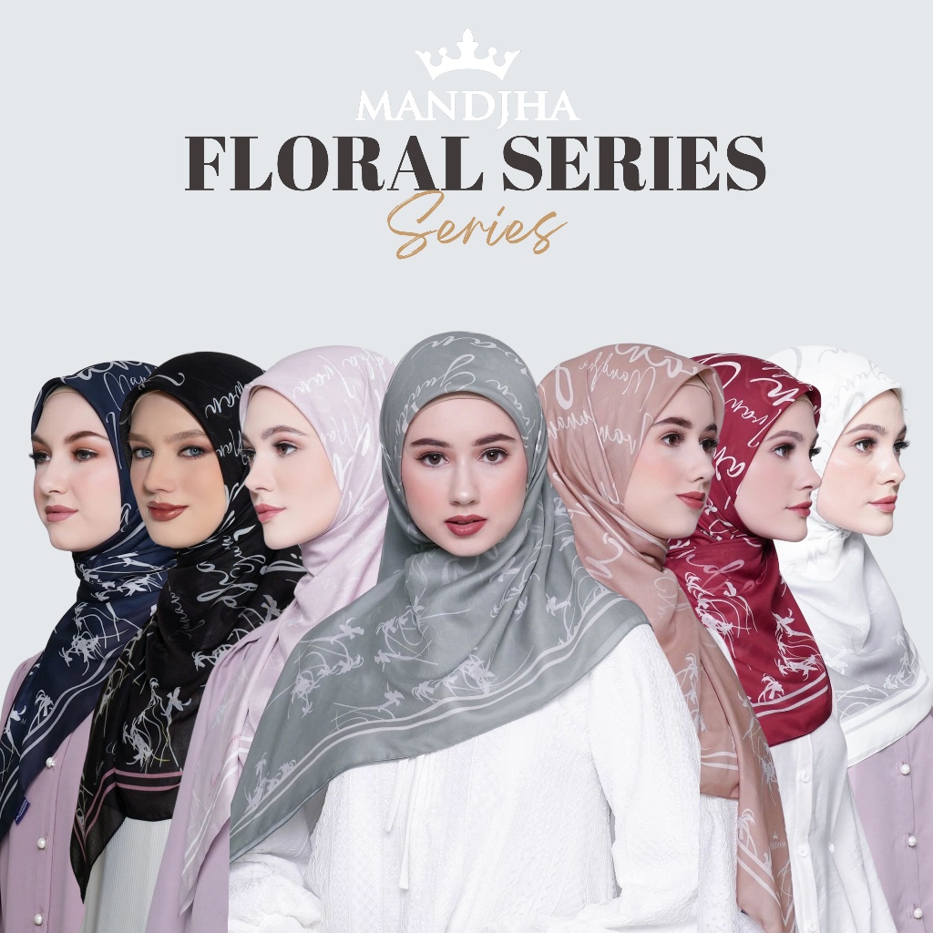 MANDJHA Floral Fancy Series Scarf By IVAN GUNAWAN - Jilbab Hijab Segi Empat ORIGINAL MANDJHA